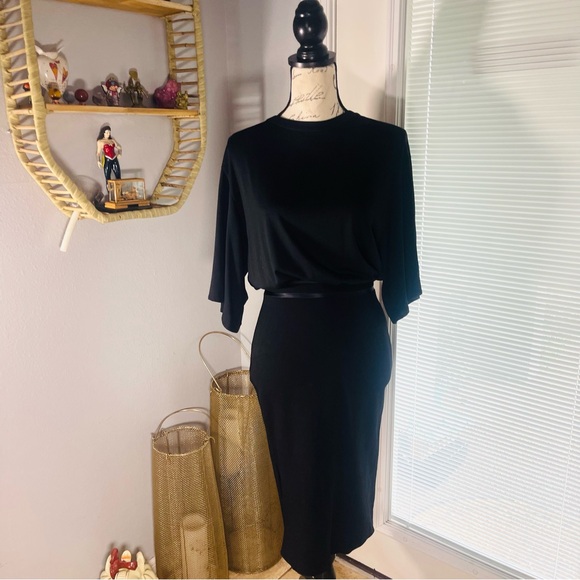 Givenchy Black Open Back Knee Length Tee Shirt Bodycon Viscose Dress Size 6 - Picture 16 of 16